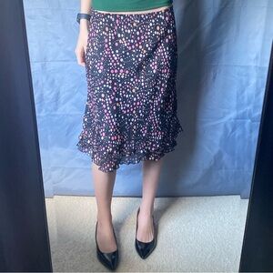 Beautiful Y2K Polka Dot Ruffle Worthington Lined Midi Skirt Size Tag Says 10